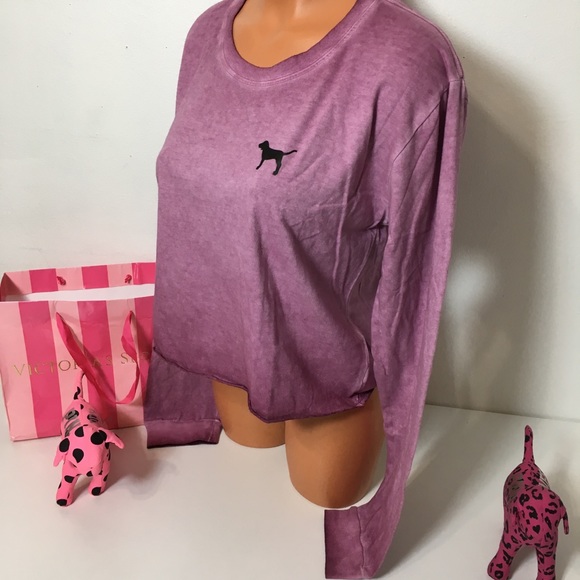 ❌SOLD❌NEW PINK VS TIE DYE LONG SLEEVE CROPPED - Picture 3 of 4